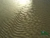 Computer screen wallpaper: Small waves left ripples in the sand.